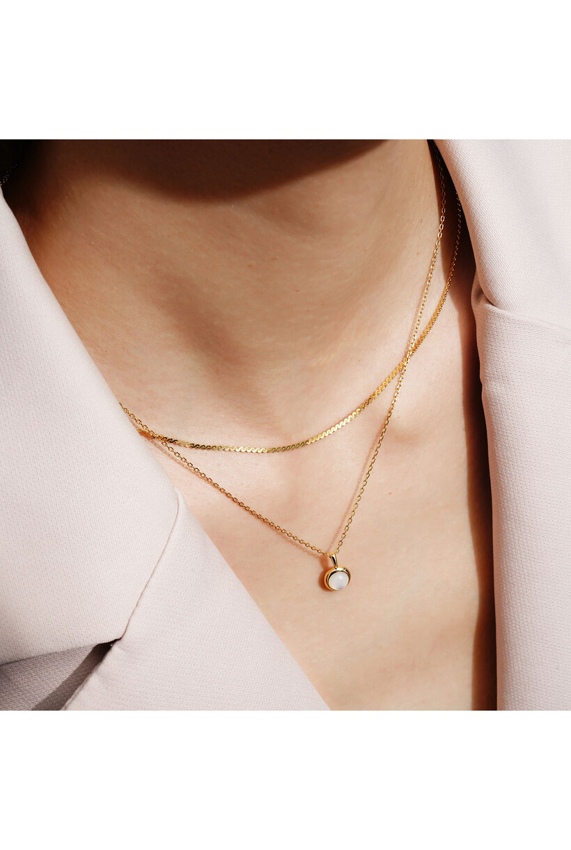 Gold MOP Pendant Necklace