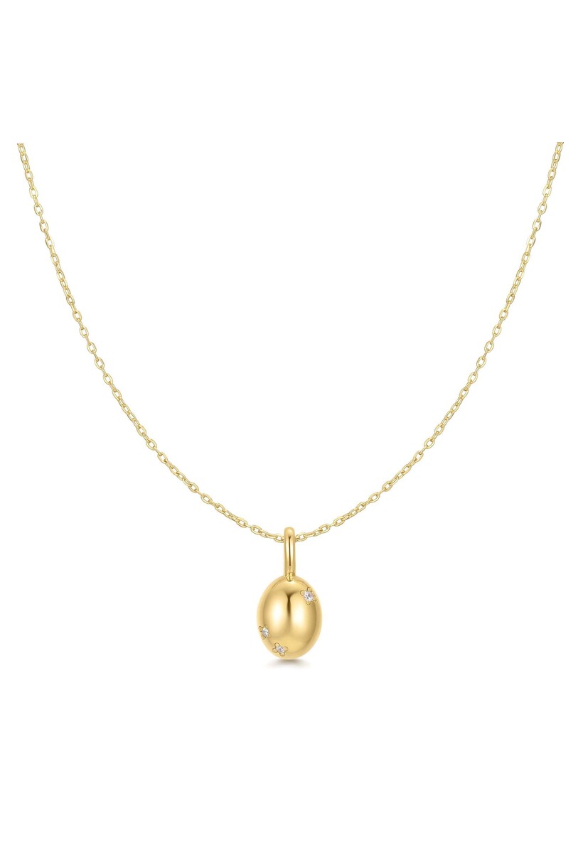 Gold Floral Oval Pendent Necklace