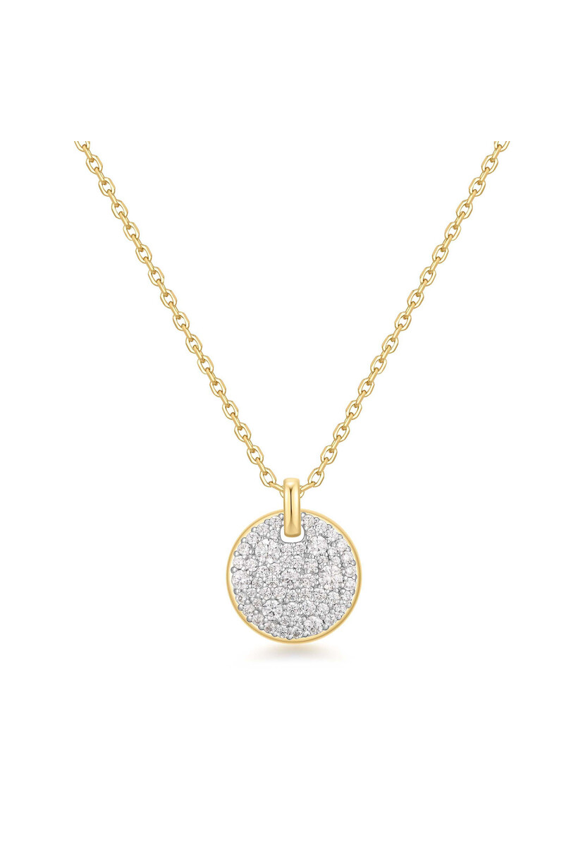 Two-Tone Large Pavé Disc Necklace