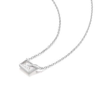 Rechthoekige schakelketting zilver 48 cm
