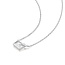Zilveren rechthoekige schakelketting met zirkonia steentjes 48 cm