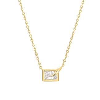 Rechthoekige schakelketting goudverguld 48 cm