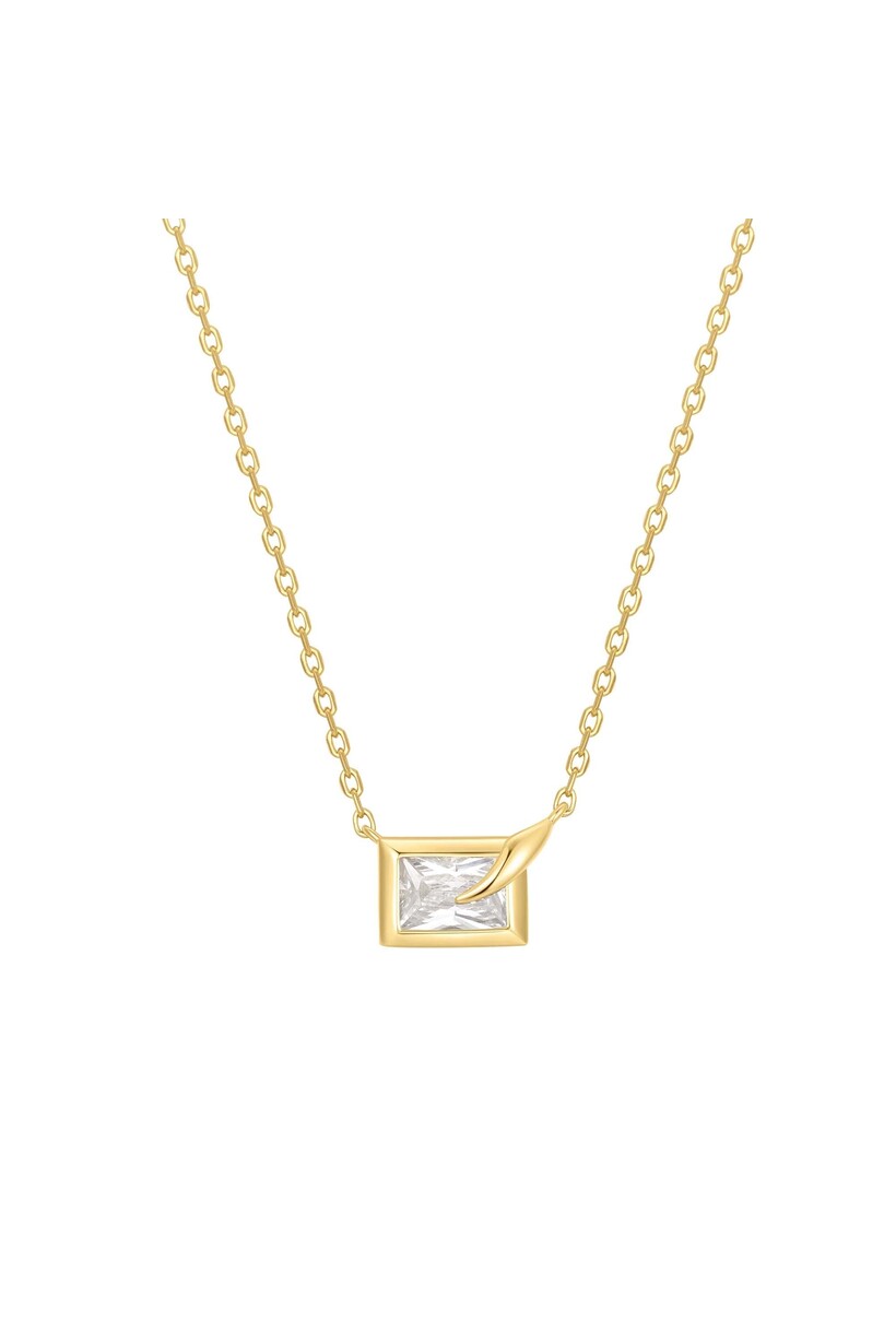 Rechthoekige schakelketting goudverguld 48 cm