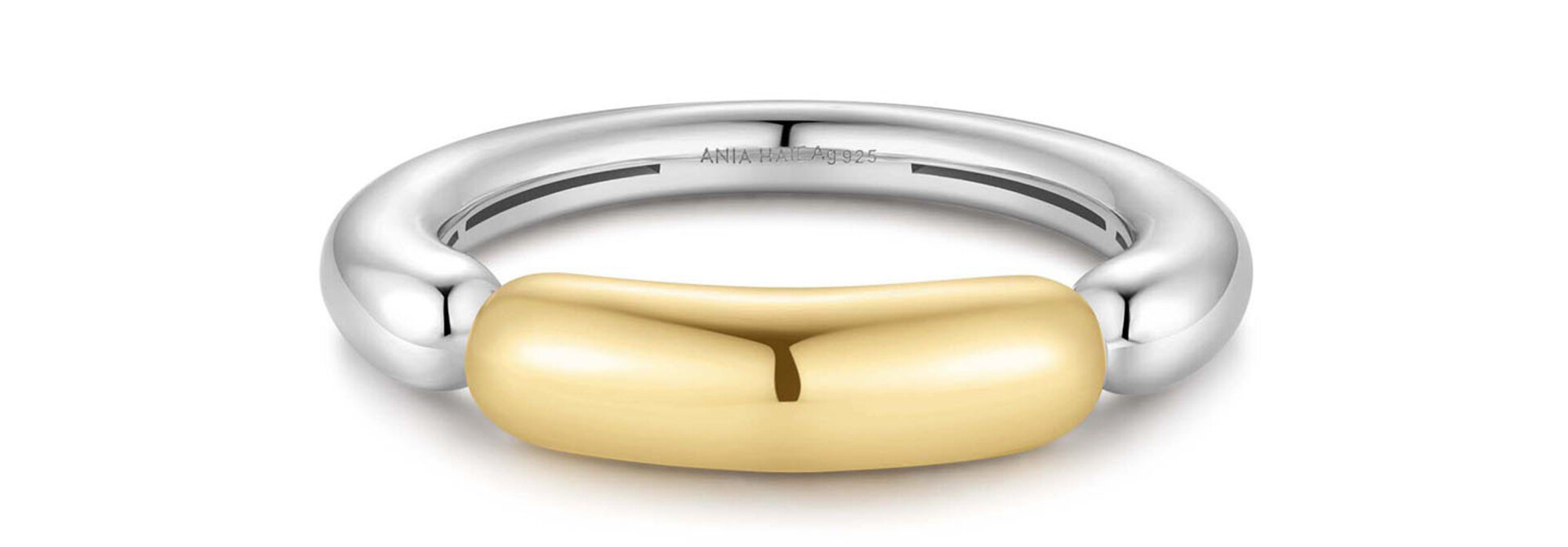 Two-Tone Segmented Puffy Ring  Gold Plated