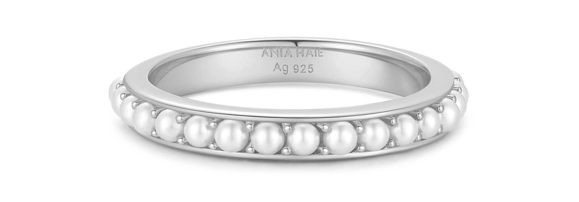 Silver Shell Pearl Beaded ring  Zilver