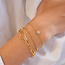 Goudvergulde vierkante schakelarmband met zirkonia steentjes 18,5 cm