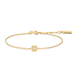 Vierkante schakelarmband goudverguld 18,5 cm