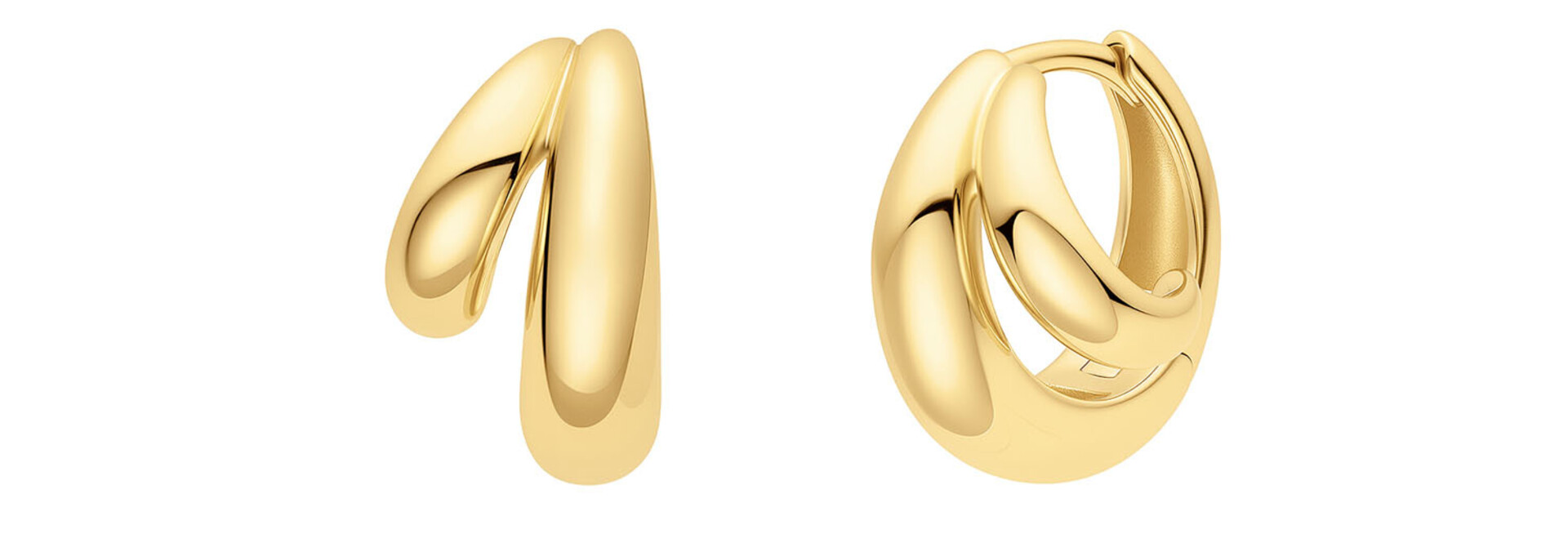 Gold Dome Huggie Hoop Earrings