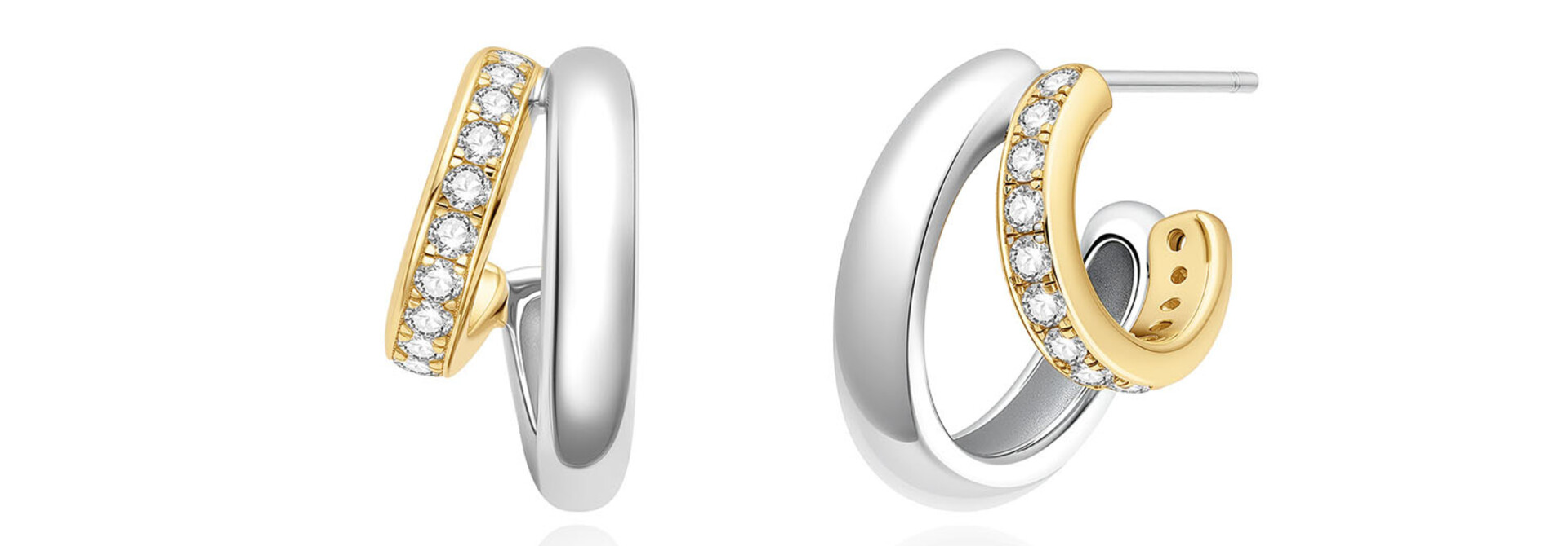 Sparkling Stud Hoop Earrings