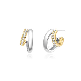 Pavé oorring bicolor 12 mm