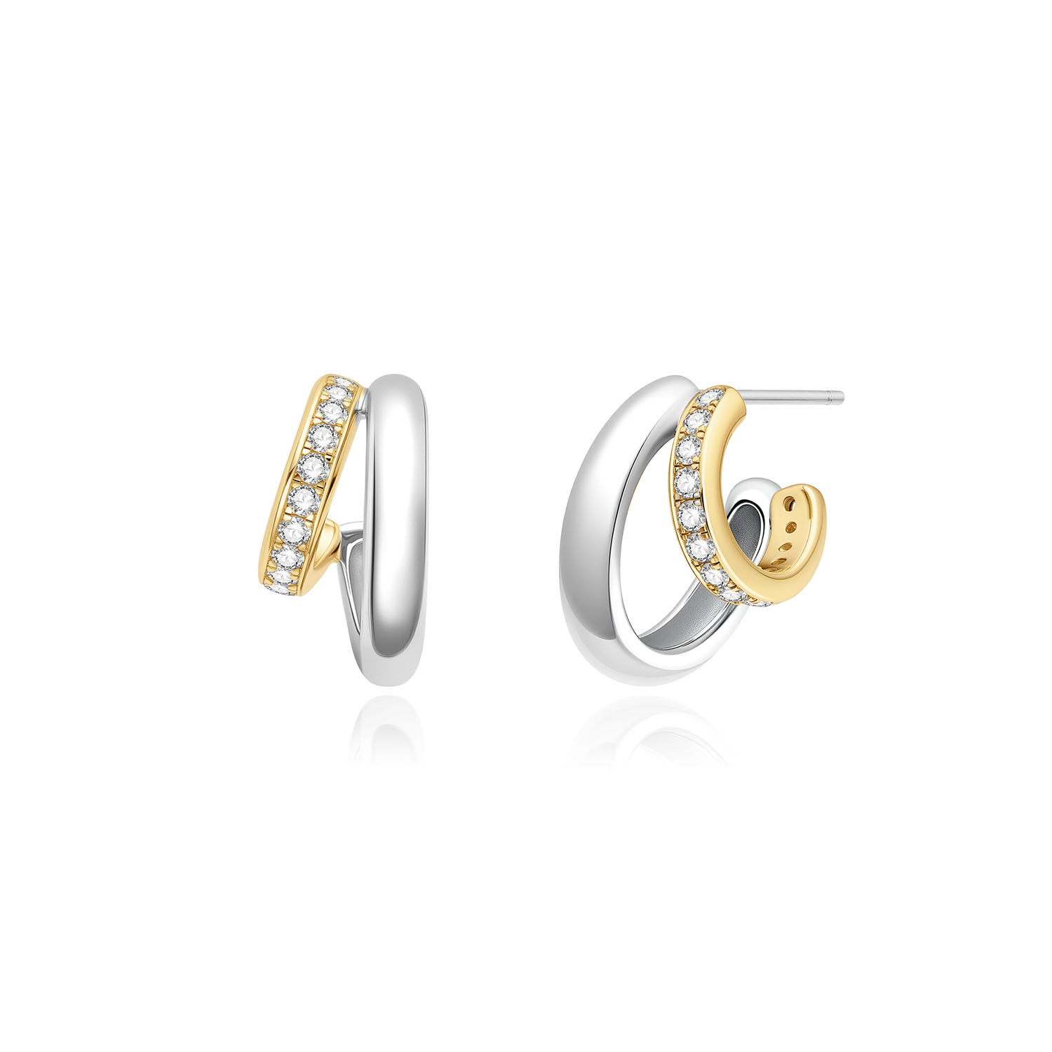 Sparkling Stud Hoop Earrings-1