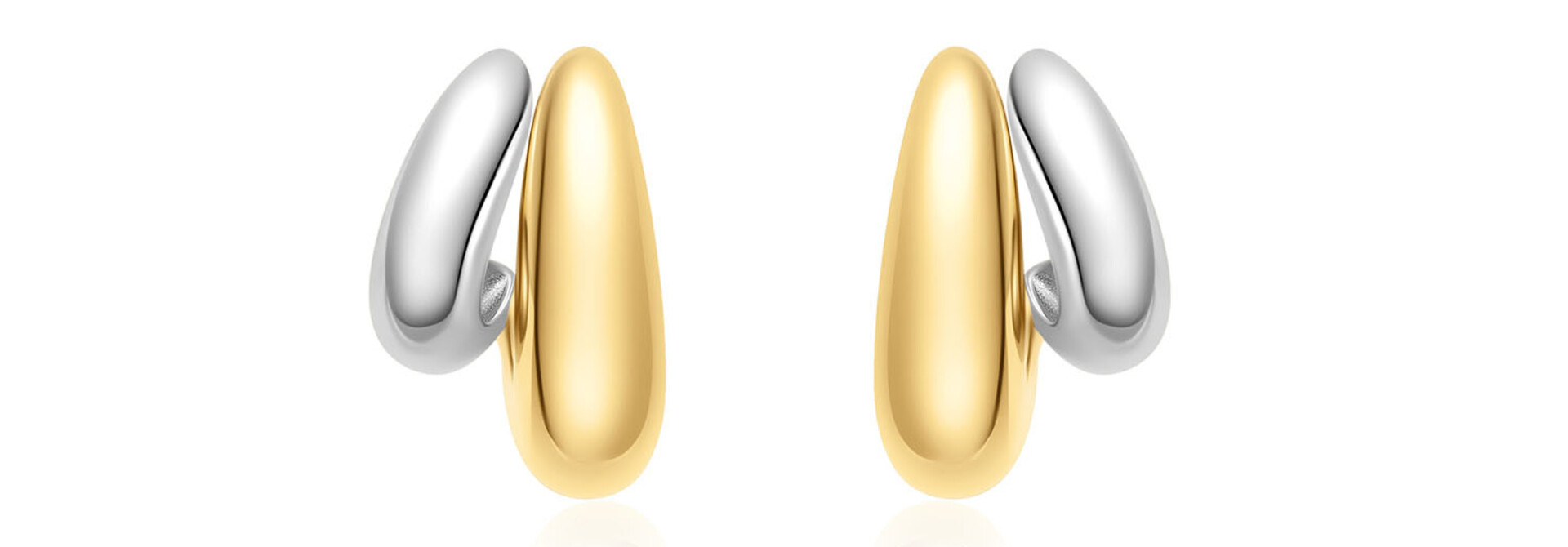 Two-Tone Dome Stud Hoop Earrings
