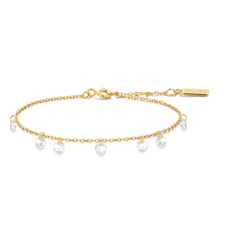 Bungelende schakelarmband goudverguld 18,5 cm