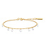 Goudvergulde bungelende schakelarmband met zirkonia steentjes 18,5 cm