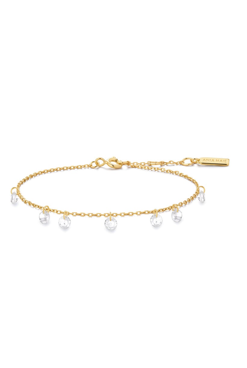 Bungelende schakelarmband goudverguld 18,5 cm
