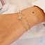 Zilveren bungelende schakelarmband met zirkonia steentjes 18,5 cm