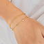 Goudvergulde hartvormige schakelarmband met zirkonia steentjes 18,5 cm