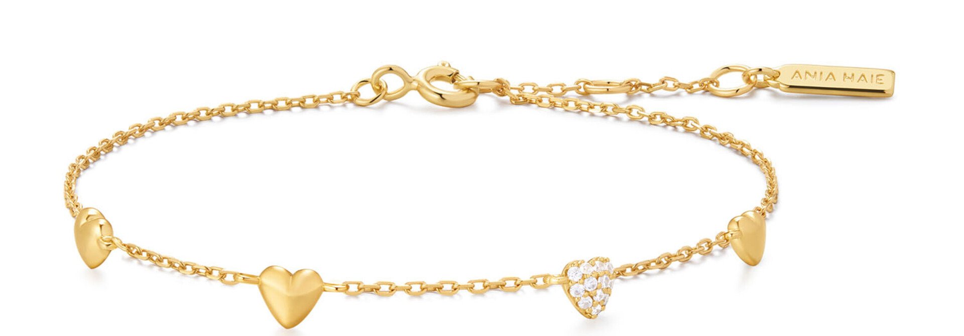 Gold Pavé Heart Station Bracelet