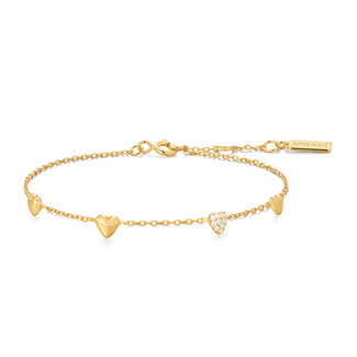 Hartvormige schakelarmband goudverguld 18,5 cm