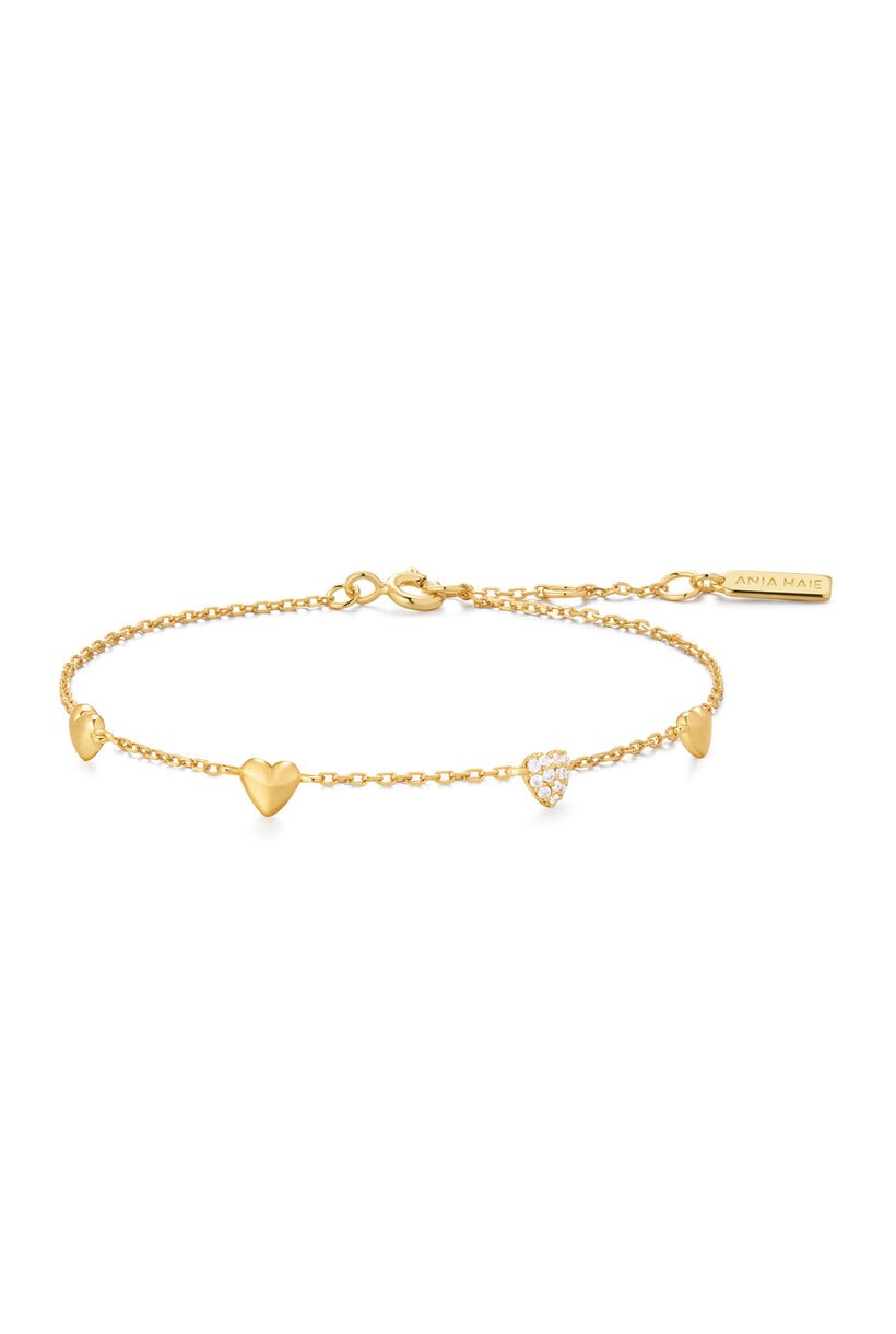 Hartvormige schakelarmband goudverguld 18,5 cm