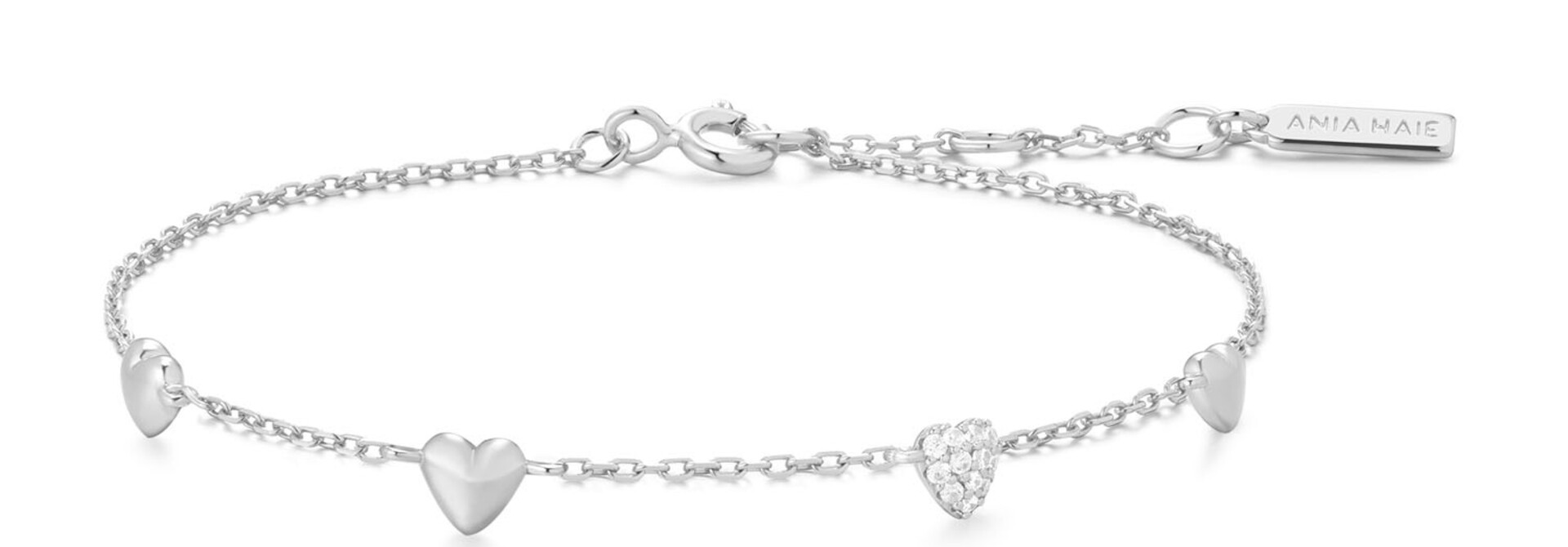 Silver Pavé Heart Station Bracelet