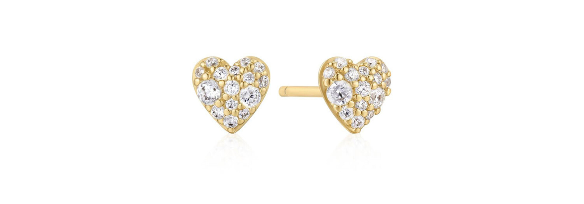 Gold Pavé Heart Stud Earrings