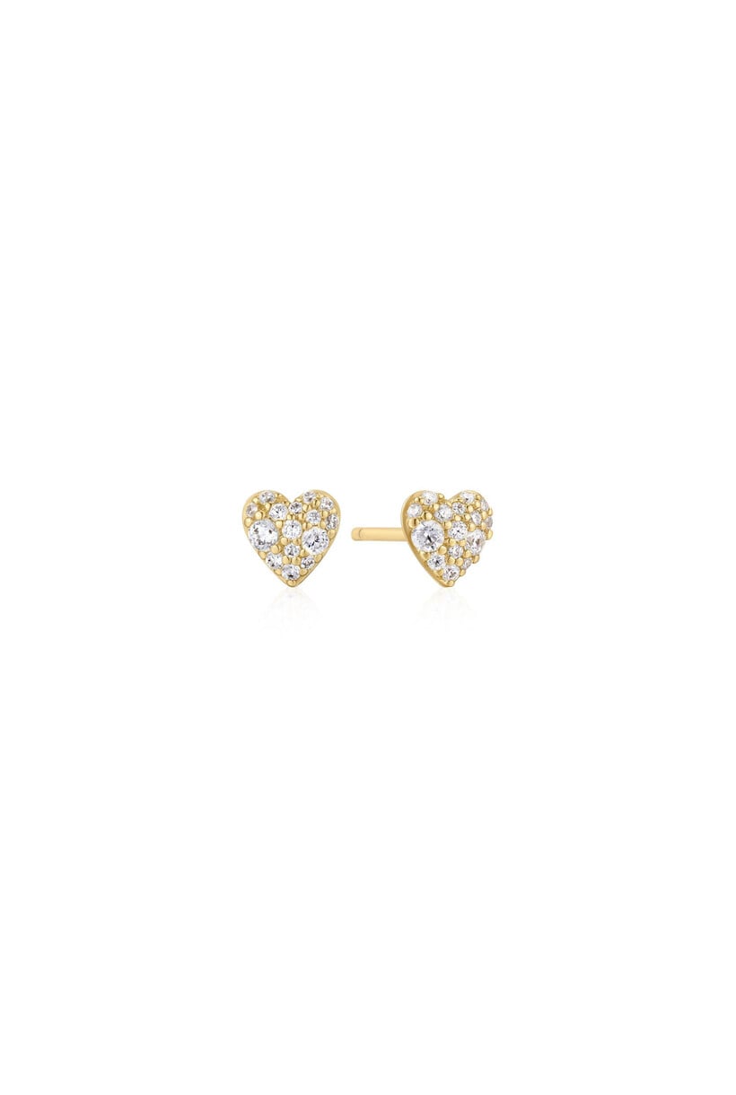 Gold Pavé Heart Stud Earrings