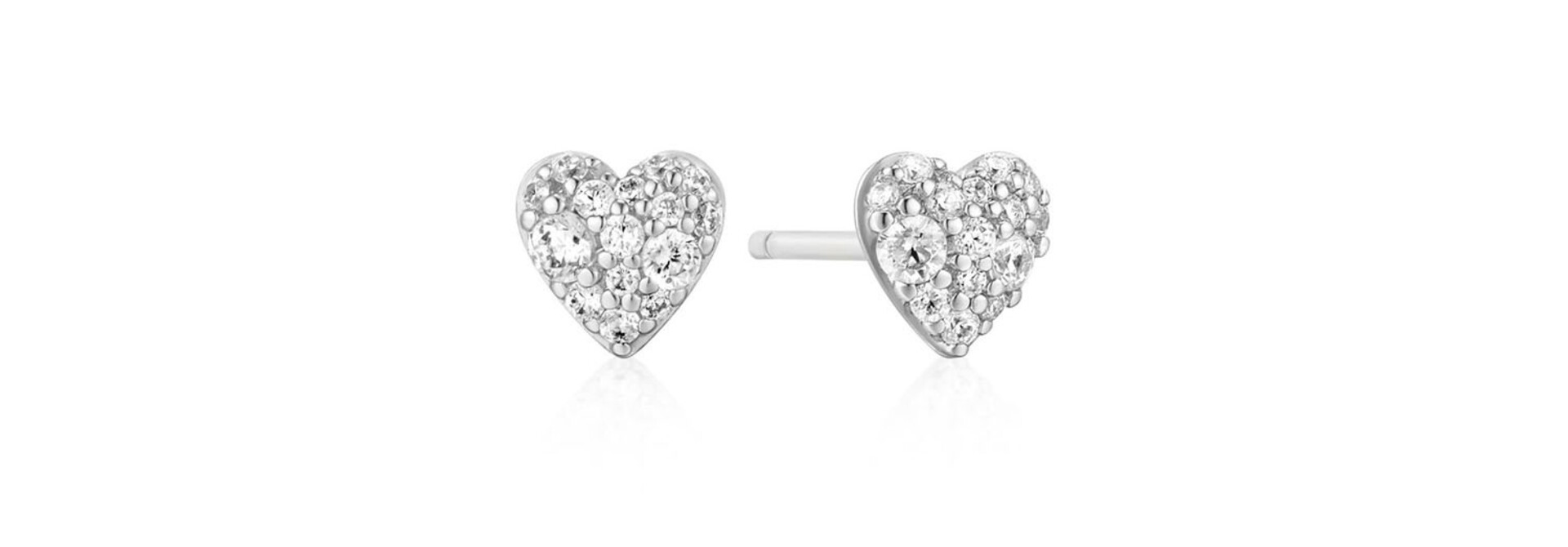 Silver Pavé Heart Stud Earrings