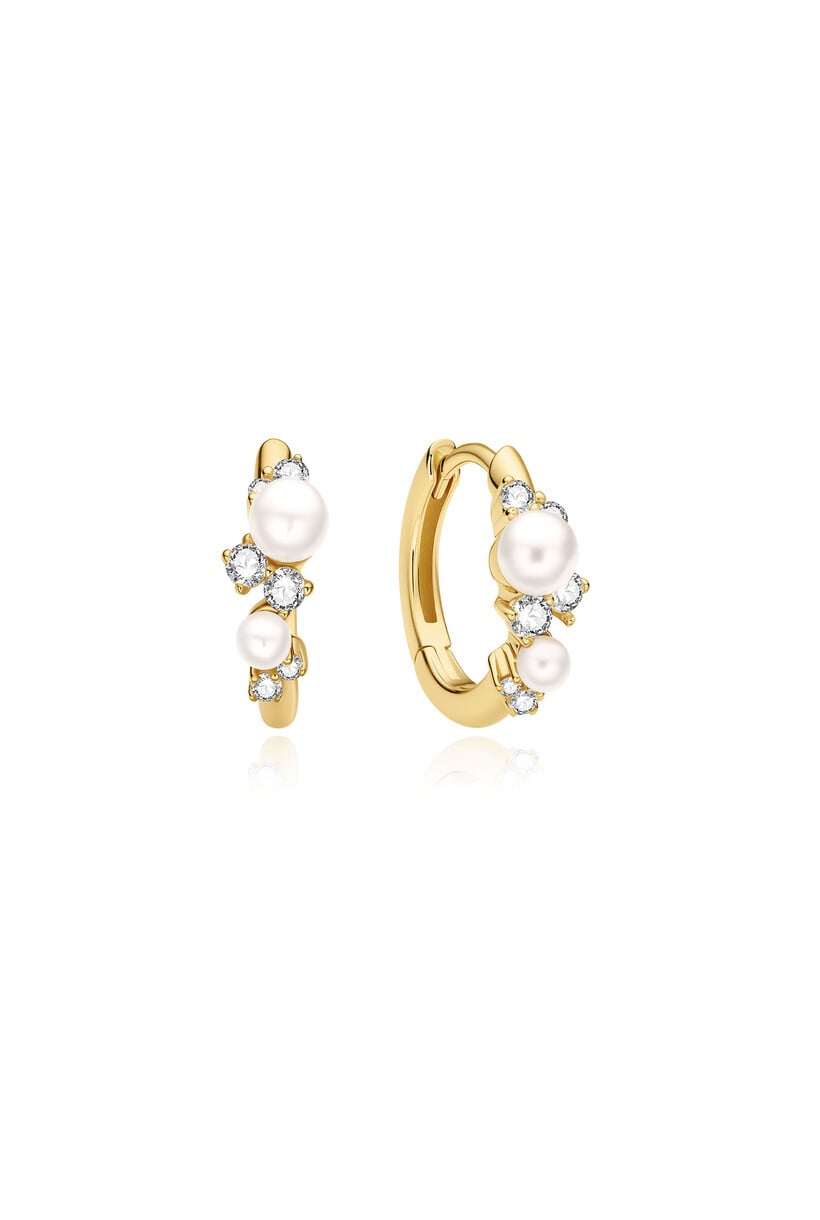 Pearl Huggie Hoop Oorbellen