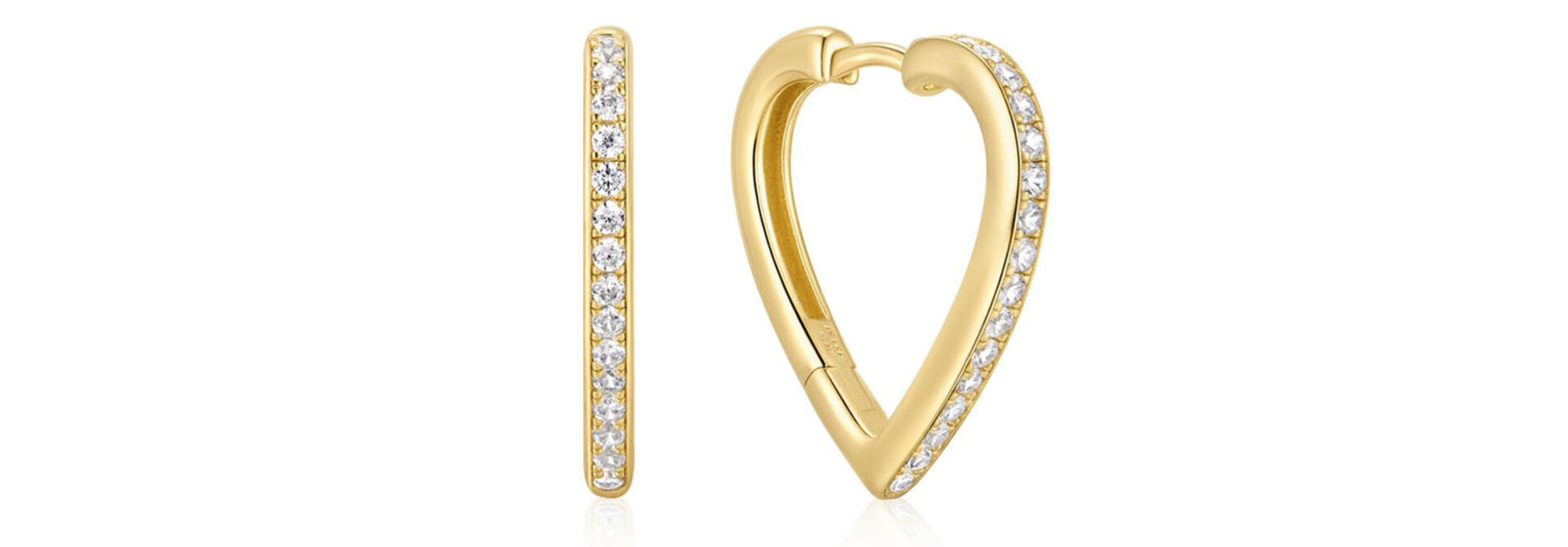 Gold Sparkle Heart Hoop Earring