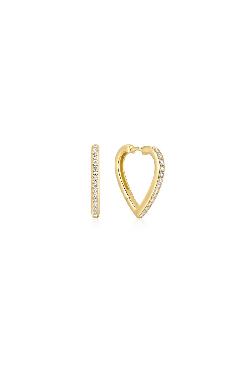 Gold Sparkle Heart Hoop Earring