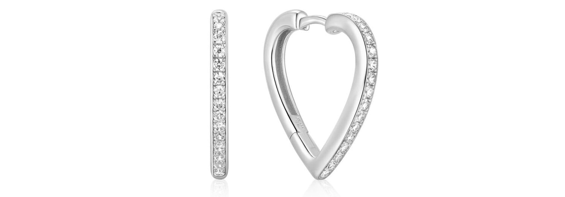 Silver Sparkle Heart Hoop Earring