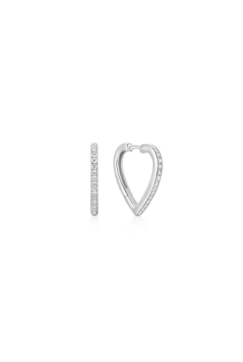 Silver Sparkle Heart Hoop Earring