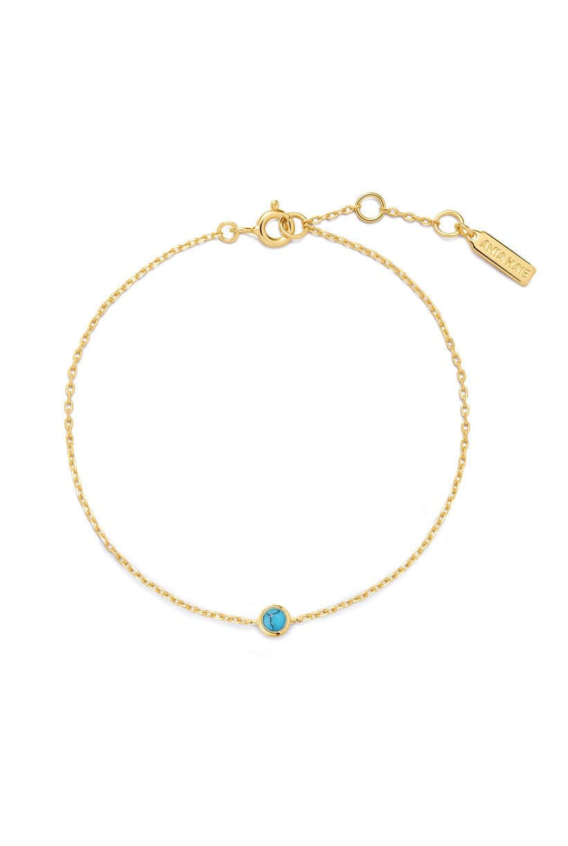 Gold Turq. Solitaire Bracelet