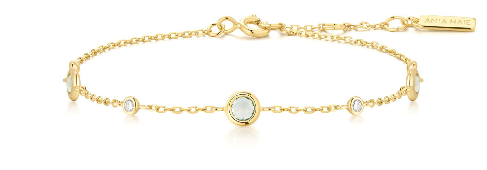 Gold Mint Green Station Bracelet