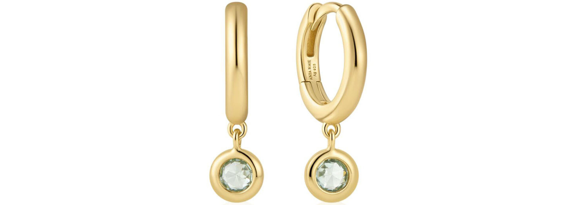 Gold Mint Green Hoop Earring