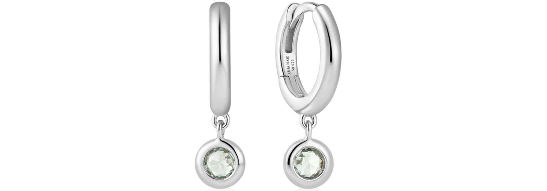 Silver Mint Green Hoop Earring