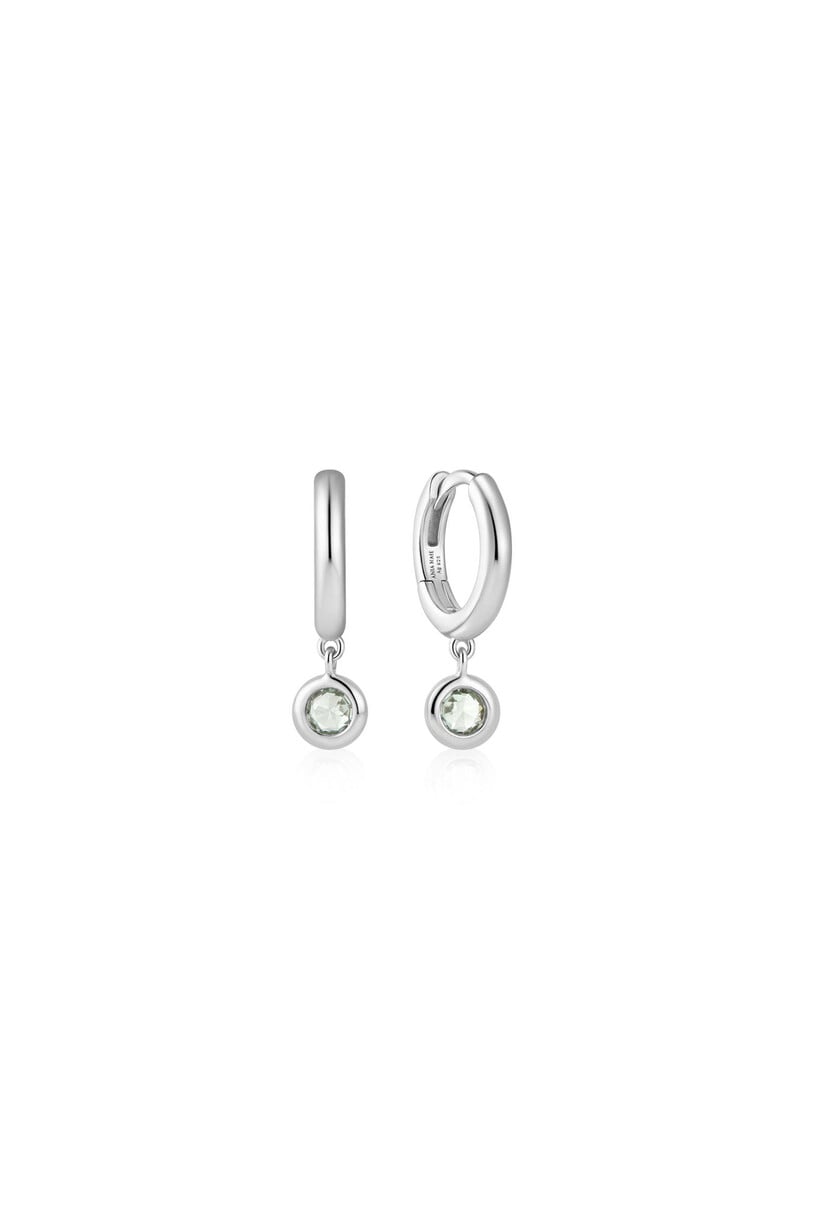 Silver Mint Green Hoop Earring