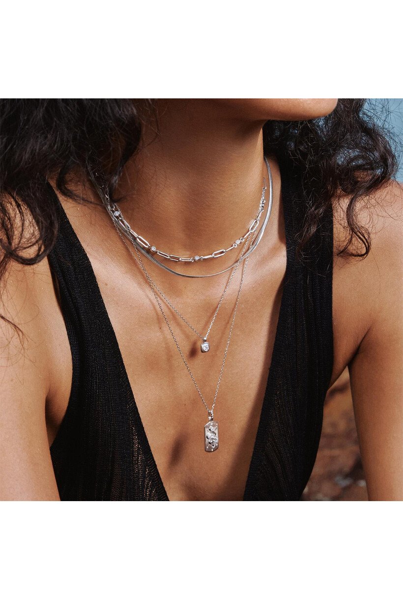 Silv. Modern Solitaire Necklace