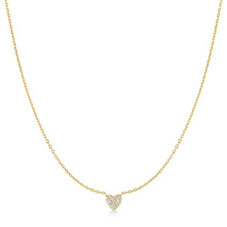 Hartvormige schakelketting goudverguld 48 cm
