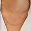 Zilveren hartvormige schakelketting met zirkonia steentjes 48 cm