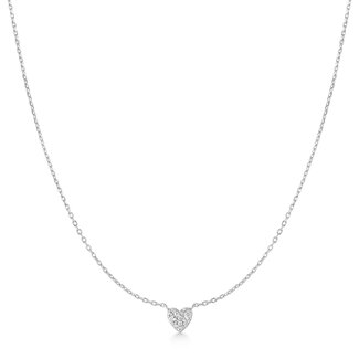 Hartvormige schakelketting zilver 48 cm