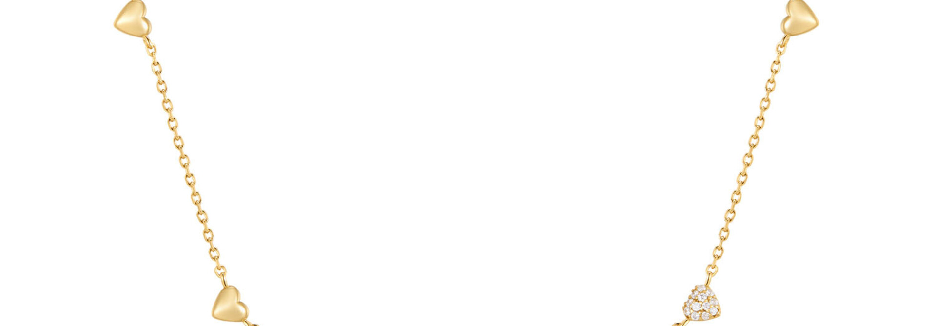 Gold Pavé Heart Station Necklace