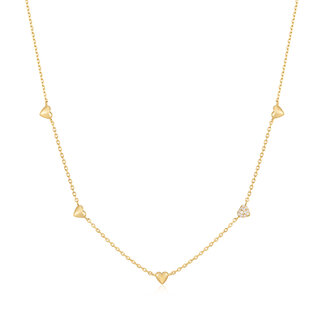 Hartvormige schakelketting goudverguld 45 cm