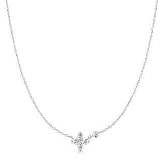 Bloemvormige schakelketting zilver 45 cm