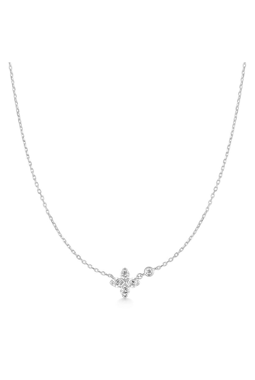 Silver Sparkling Clover Necklace