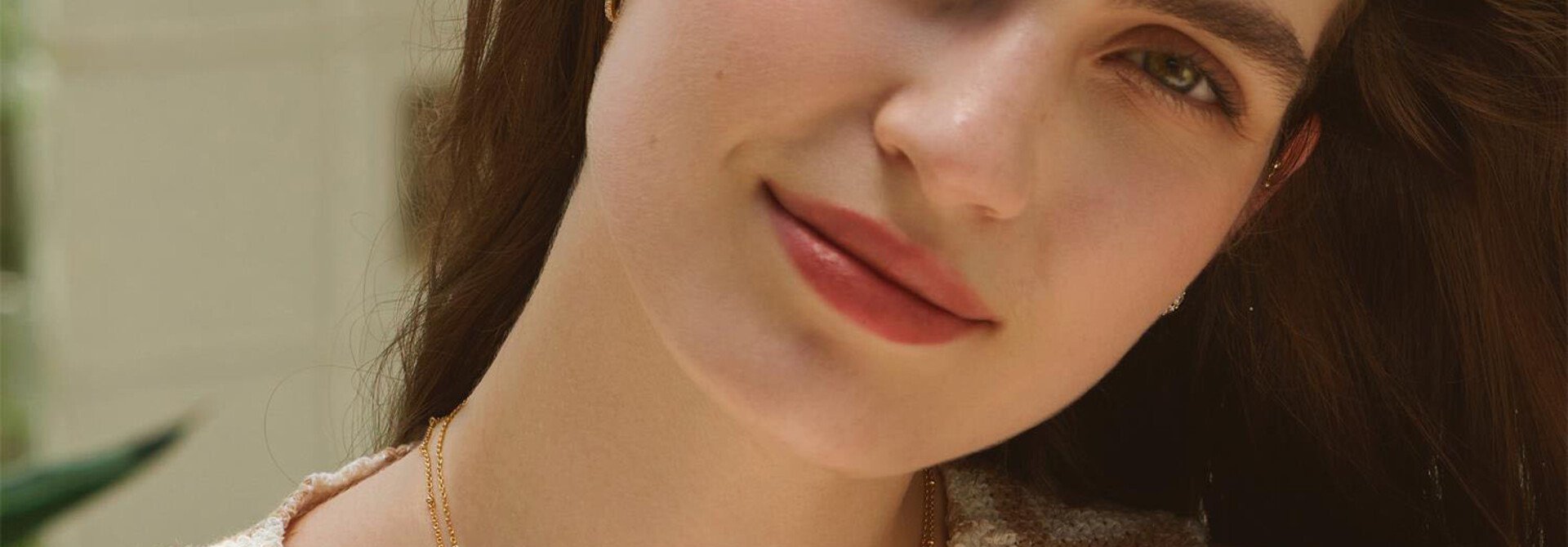 Gold Bezel set Droplet Station Necklace