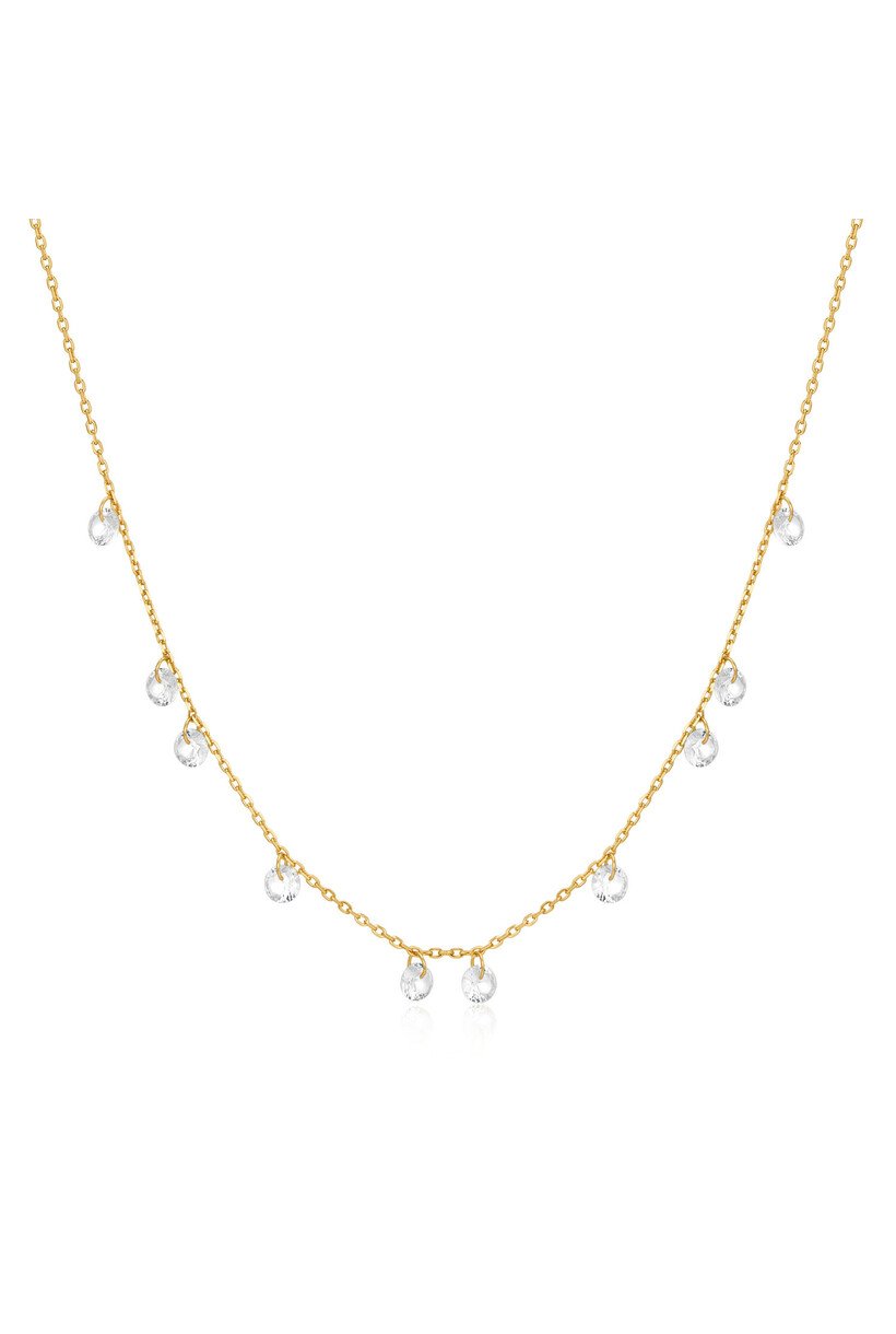 Gold Droplet Station Necklace