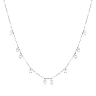 Bungelende schakelketting zilver 48 cm