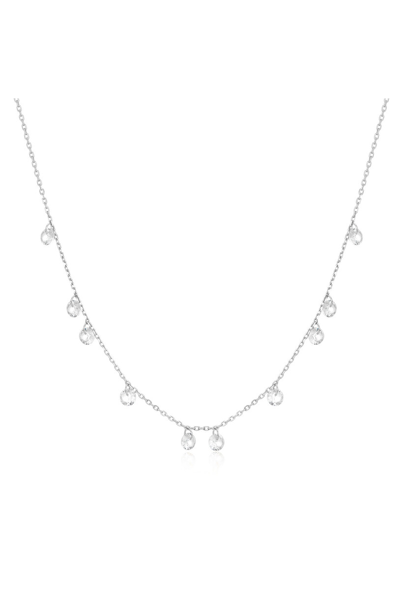 Bungelende schakelketting zilver 48 cm